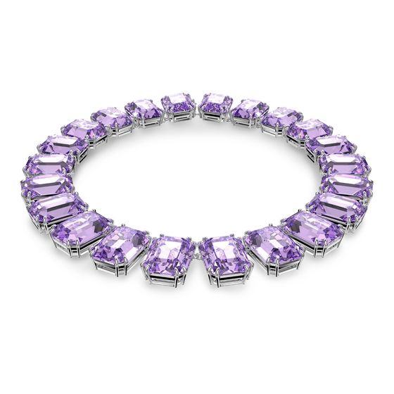 Collar-Millenia-Cristales-talla-octagonal-Morado-Baño-de-rodio