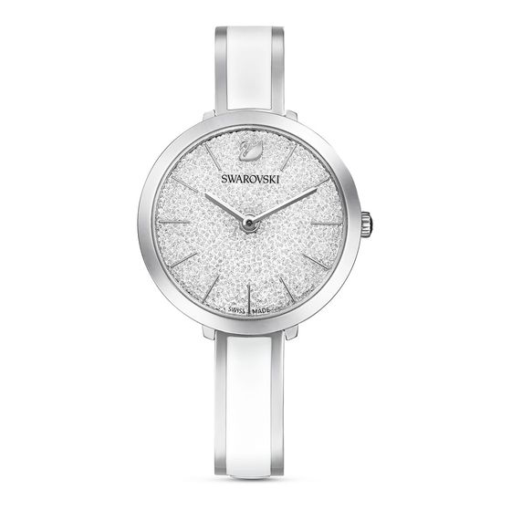 Reloj-Crystalline-Delight-brazalete-de-metal-blanco-acero-inoxidable