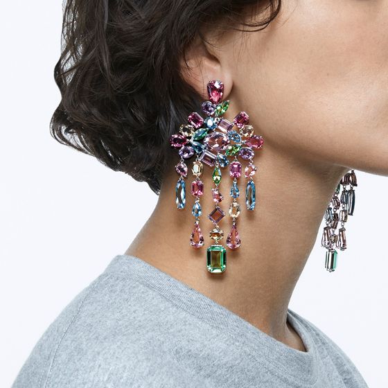 Pendientes-de-clip-Gema-Candelabro-Multicolor-Baño-de-rodio