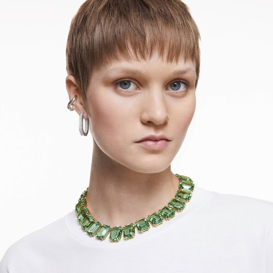 Collar-Millenia-Cristales-talla-octagonal-Verde-Baño-tono-oro