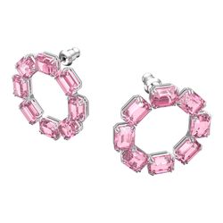 Pendientes-de-aro-Millenia-Cristales-talla-octagonal-Rosa-Baño-de-rodio