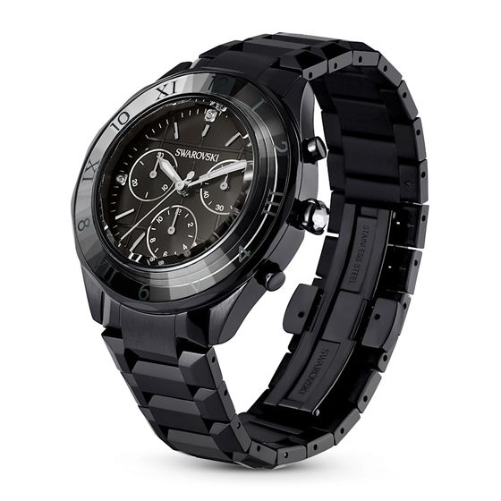 Reloj-Fabricado-en-Suiza-Brazalete-de-metal-Negro-Acabado-negro