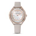 Reloj-Crystalline-Aura-correa-de-piel-gris-PVD-tono-oro-rosa