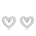 Aretes-a-presion-Una-Corazon-Medianos-Blancos-Baño-de-rodio