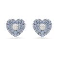 Pendientes-de-boton-Hyperbola-Corazon-Azules-Recubrimiento-en-rodio
