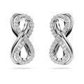 Pendientes-de-boton-Hyperbola-Simbolo-del-infinito-Blancos-Recubrimiento-en-rodio